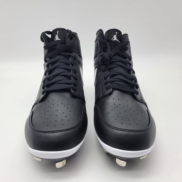 NEW Nike Air Jordan 1 High Retro Metal Baseball Cleats Black White Shoes main image 4